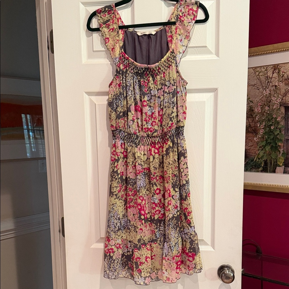 Old Navy Purple Floral Dress with Pink & Yellow Accents